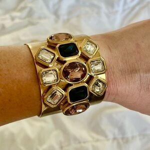Elegant Gold and Gemstone Cuff Bracelet